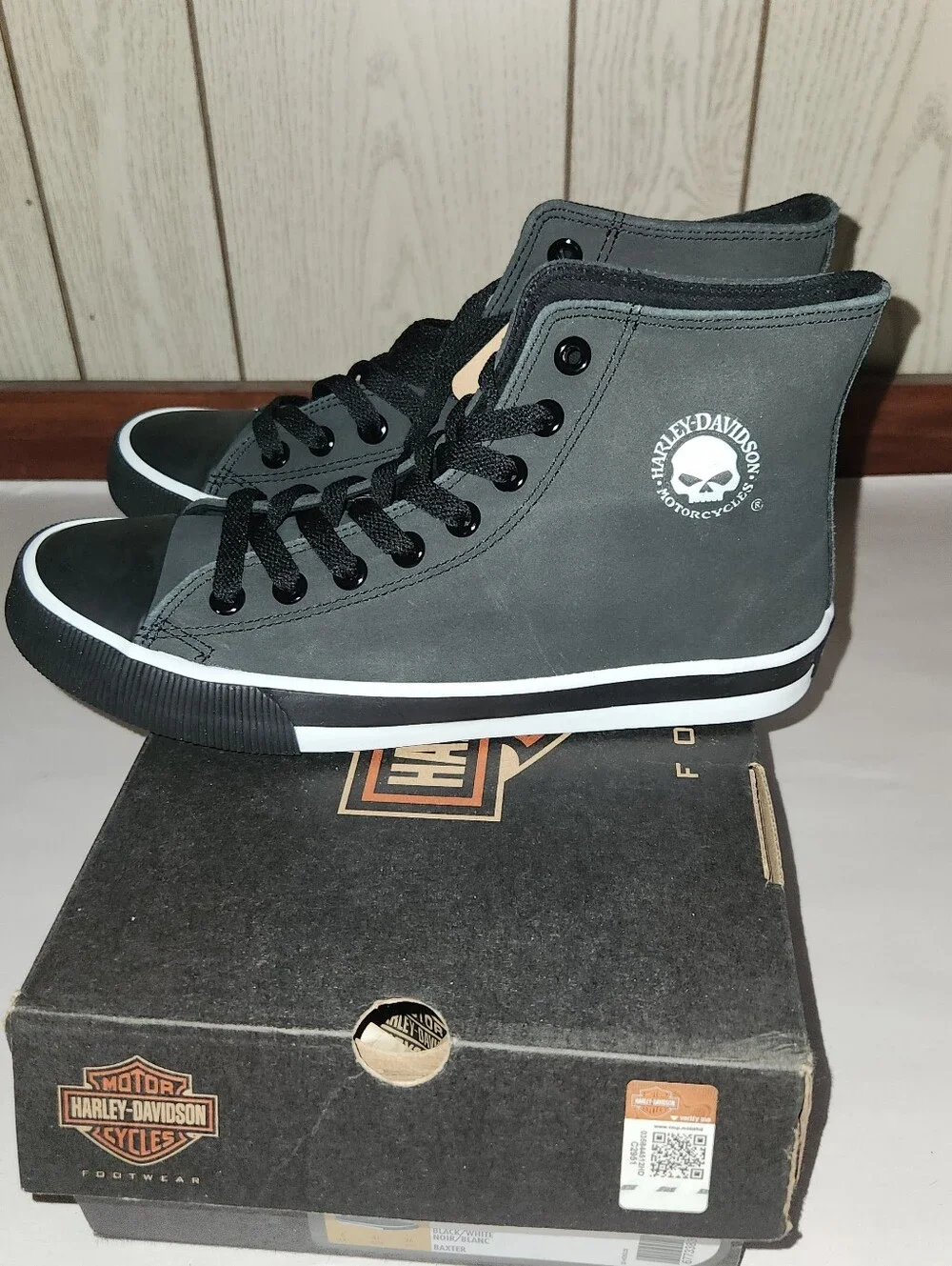 New Mens Harley Davidson Baxter High Top Sneaker Skull Sz 8